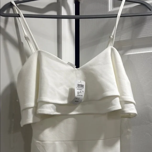 Windsor White Ruffled Jumpsuit with Wide-Leg Pants - Picture 4 of 9